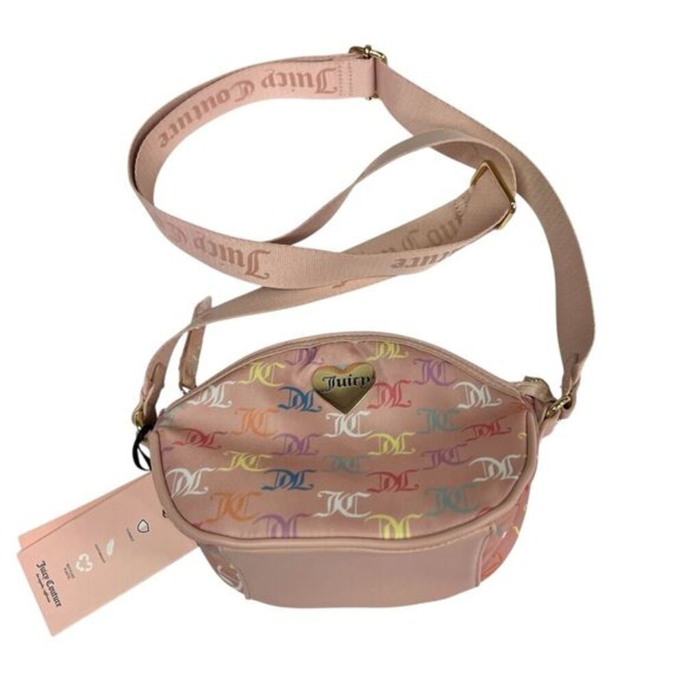 Juicy Couture Women's Pink Monogram Crossbody Bag Multicolor Strap